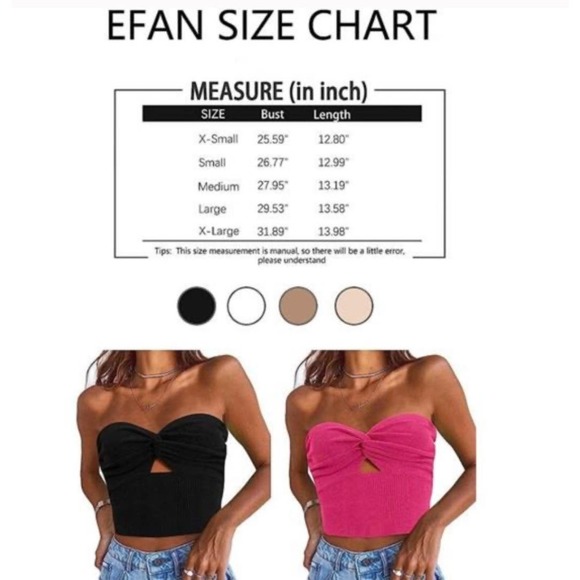 NWT EFAN Womens Cut Out Twist Knot Front Tube Top Sz Small - Picture 8 of 8